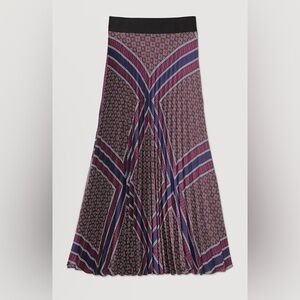 NWT Sandro Navi and Red Geometric Maxi Skirt